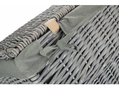 Basket, LARGE GREY WASH SQUARE LAUNDRY BASKET with GREY SAGE LINING