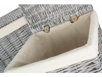 Basket, Set of 2 GREY WASH SQUARE LAUNDRY BASKET with WHITE LINING 