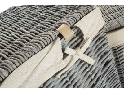 Basket, Set of 2 GREY WASH SQUARE LAUNDRY BASKET with WHITE LINING 
