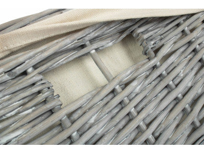 Basket, Set of 2 GREY WASH SQUARE LAUNDRY BASKET with WHITE LINING 