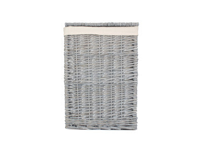 Basket, SMALL GREY WASH SQUARE LAUNDRY BASKET with WHITE LINING