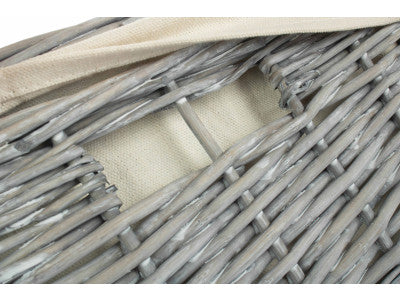 Basket, SMALL GREY WASH SQUARE LAUNDRY BASKET with WHITE LINING