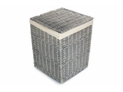 Basket, LARGE GREY WASH SQUARE LAUNDRY BASKET with WHITE LINING