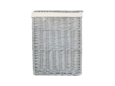 Basket, LARGE GREY WASH SQUARE LAUNDRY BASKET with WHITE LINING