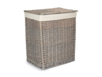 Basket, GREY WASH SLIM LAUNDRY HAMPER BASKET