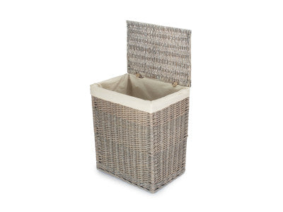 Basket, GREY WASH SLIM LAUNDRY HAMPER BASKET