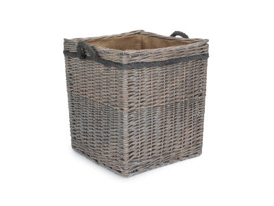 Basket, SIZE 2 GREY WASH SQUARE STORAGE BASKET