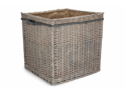 Basket, SIZE 3 GREY WASH SQUARE STORAGE BASKET