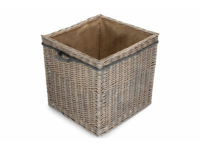 Basket, SIZE 3 GREY WASH SQUARE STORAGE BASKET