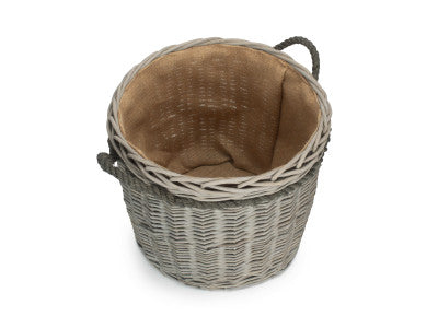 Basket, SIZE 1 GREY WASH ROUND STORAGE BASKET