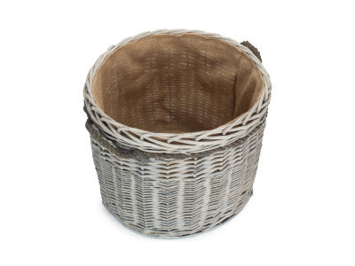Basket, SIZE 2 GREY WASH ROUND STORAGE BASKET