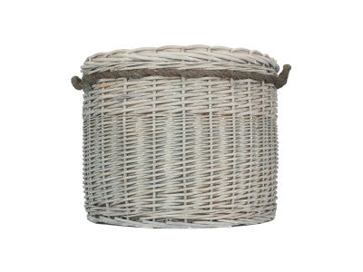 Basket, SIZE 2 GREY WASH ROUND STORAGE BASKET
