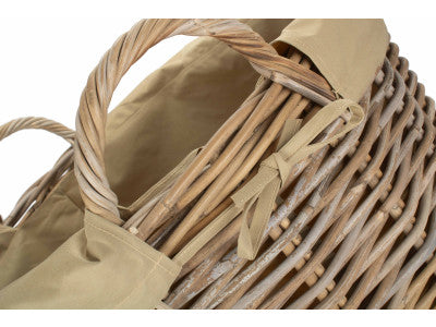 Basket, LARGE TALL ROUND FIRESIDE GREY RATTAN LOG BASKET with REMOVABLE CORDURA LINING