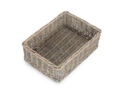 Basket, LARGE GREY WASH FINISH TRAY