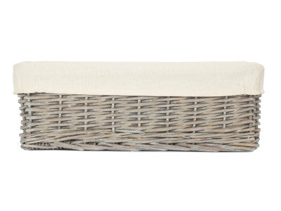 Basket, LARGE GREY WASH FINISH TRAY with LINING