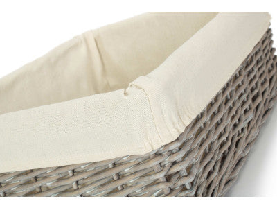 Basket, LARGE GREY WASH FINISH TRAY with LINING