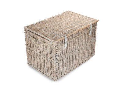 "Basket, 29" WHITE WASH STORAGE HAMPER"