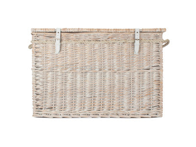 "Basket, 29" WHITE WASH STORAGE HAMPER"