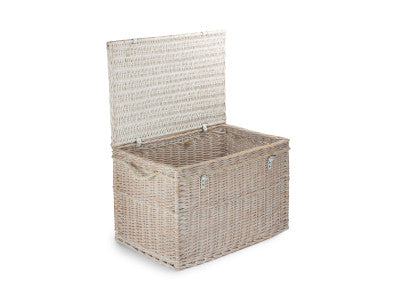 "Basket, 29" WHITE WASH STORAGE HAMPER"