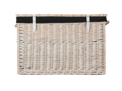 "Basket, 29" WHITE WASH STORAGE HAMPER WITH BLACK LINING"