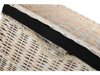 "Basket, 29" WHITE WASH STORAGE HAMPER WITH BLACK LINING"
