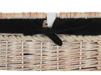 "Basket, 29" WHITE WASH STORAGE HAMPER WITH BLACK LINING"