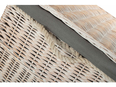 "Basket, 29" WHITE WASH STORAGE HAMPER WITH GREY SAGE LINING"