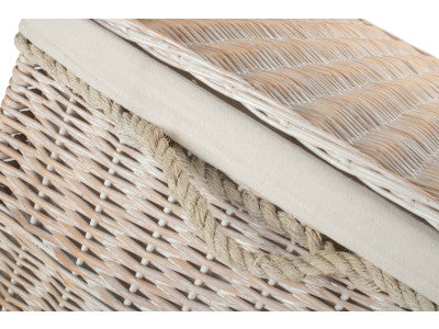 "Basket, 29" WHITE WASH STORAGE HAMPER with WHITE LINING"