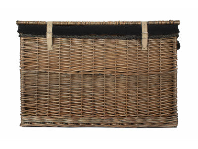 "Basket, 29" ANTIQUE WASH STORAGE HAMPER with BLACK LINING"