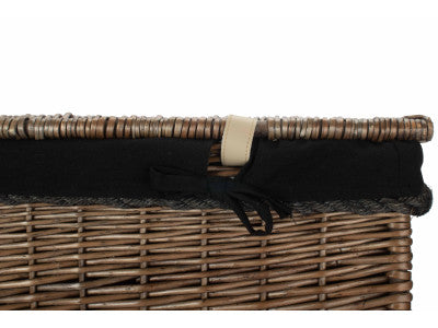 "Basket, 29" ANTIQUE WASH STORAGE HAMPER with BLACK LINING"