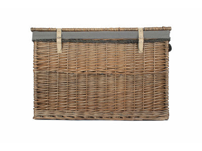 "Basket, 29" ANTIQUE WASH STORAGE HAMPER with GREY SAGE LINING"