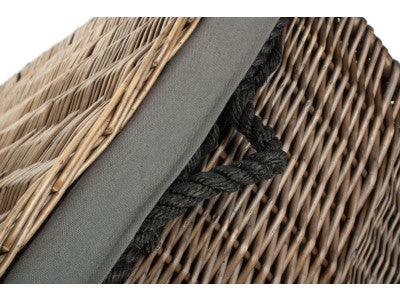 "Basket, 29" ANTIQUE WASH STORAGE HAMPER with GREY SAGE LINING"
