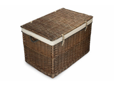 "Basket, 29" ANTIQUE WASH STORAGE HAMPER with WHITE LINING"