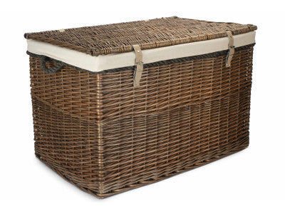 "Basket, 29" ANTIQUE WASH STORAGE HAMPER with WHITE LINING"