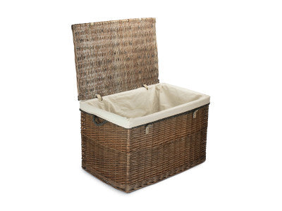 "Basket, 29" ANTIQUE WASH STORAGE HAMPER with WHITE LINING"