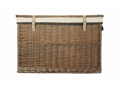 "Basket, 29" ANTIQUE WASH STORAGE HAMPER with WHITE LINING"