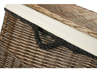 "Basket, 29" ANTIQUE WASH STORAGE HAMPER with WHITE LINING"