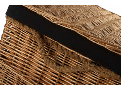 "Basket, 29" LIGHT STEAMED STORAGE HAMPER with BLACK LINING"