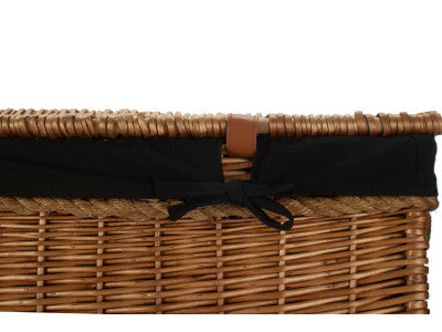 "Basket, 29" LIGHT STEAMED STORAGE HAMPER with BLACK LINING"