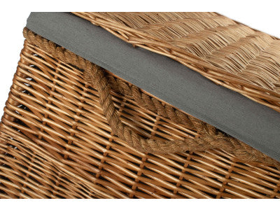 "Basket, 29" LIGHT STEAMED STORAGE HAMPER with GREY SAGE LINING"