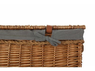 "Basket, 29" LIGHT STEAMED STORAGE HAMPER with GREY SAGE LINING"