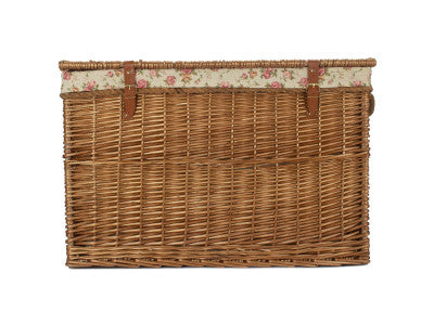 "Basket, 29" LIGHT STEAMED STORAGE HAMPER with GARDEN ROSE LINING"