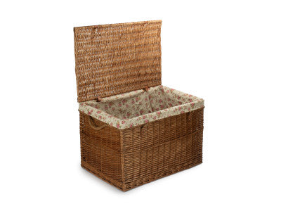 "Basket, 29" LIGHT STEAMED STORAGE HAMPER with GARDEN ROSE LINING"