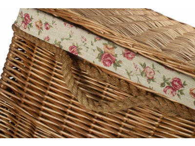 "Basket, 29" LIGHT STEAMED STORAGE HAMPER with GARDEN ROSE LINING"