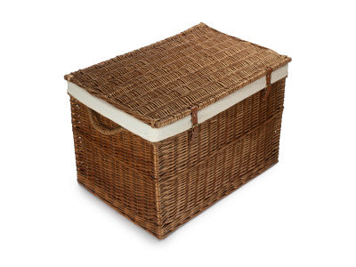 "Basket, 29" LIGHT STEAMED STORAGE HAMPER with WHITE LINING"