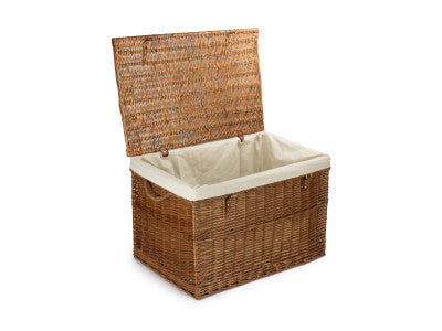 "Basket, 29" LIGHT STEAMED STORAGE HAMPER with WHITE LINING"