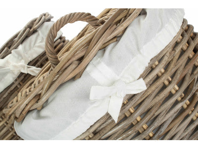 Basket, Set of 2 ROUND RATTAN LAUNDRY HAMPER BASKET with WHITE LINING 