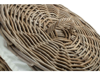 Basket, LARGE ROUND RATTAN LAUNDRY HAMPER BASKET with WHITE LINING