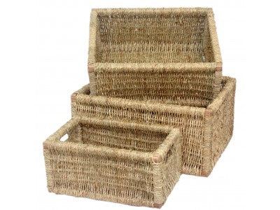 Basket, Set of 3 SEAGRASS STORAGE BASKETS 