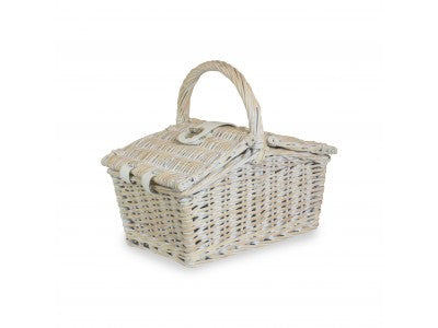 Basket, SMALL WHITE DOUBLE LIDDED HAMPER
